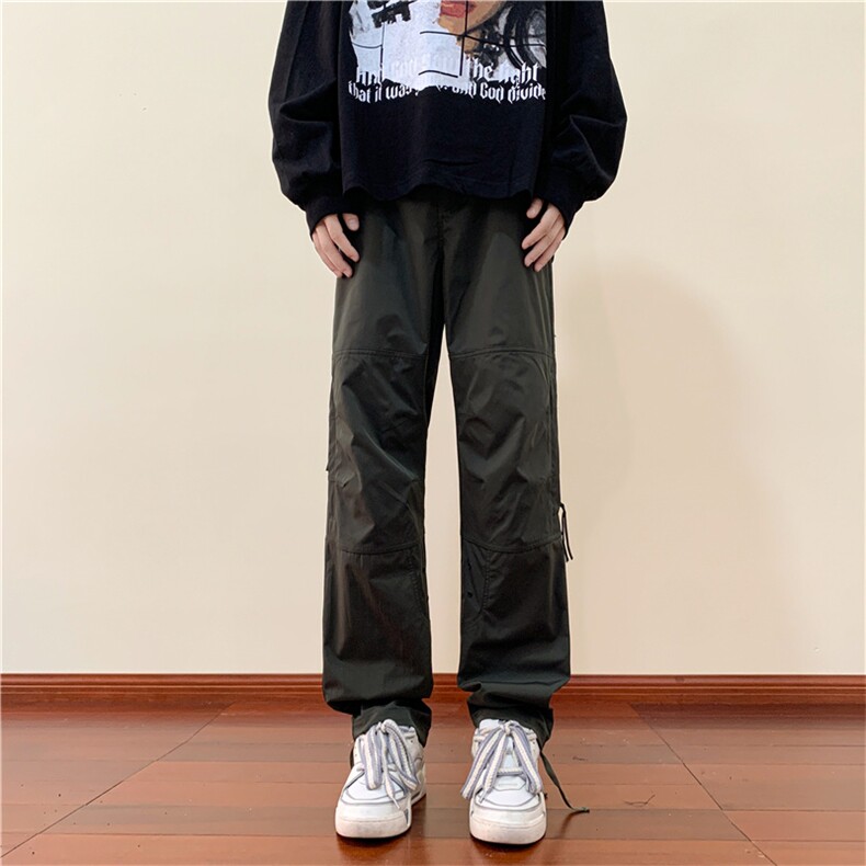港风秋款男休闲裤网纱拉链抽绳束脚冲锋裤长裤h4517P40,男装休闲裤,星座1013-1