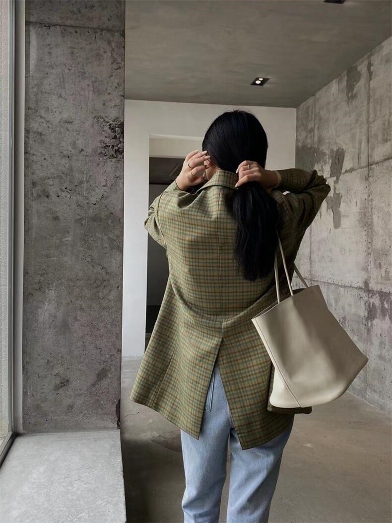 复古格子西装，女装西装，CLEAN SPACE