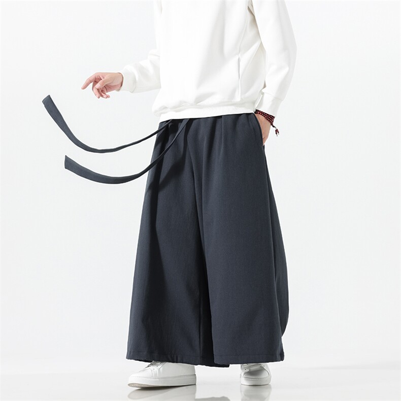 2025秋冬汉服唐装 风棉麻阔腿裤 马面裤 K371加绒P65-常规P55图片
