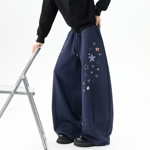 【现货】XZ1218 BKW32 特价P46 星星格纹拼接刺绣休闲宽松卫裤图片