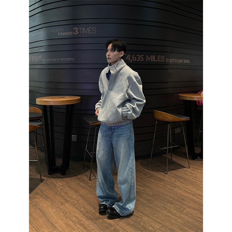 潮牌美式立领卫衣男2025新款运动套头上衣春秋廓形宽松外套,女装短外套,四季星座505