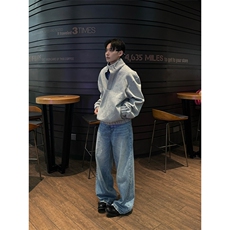 潮牌美式立领卫衣男2025新款运动套头上衣春秋廓形宽松外套，女装短外套，四季星座505