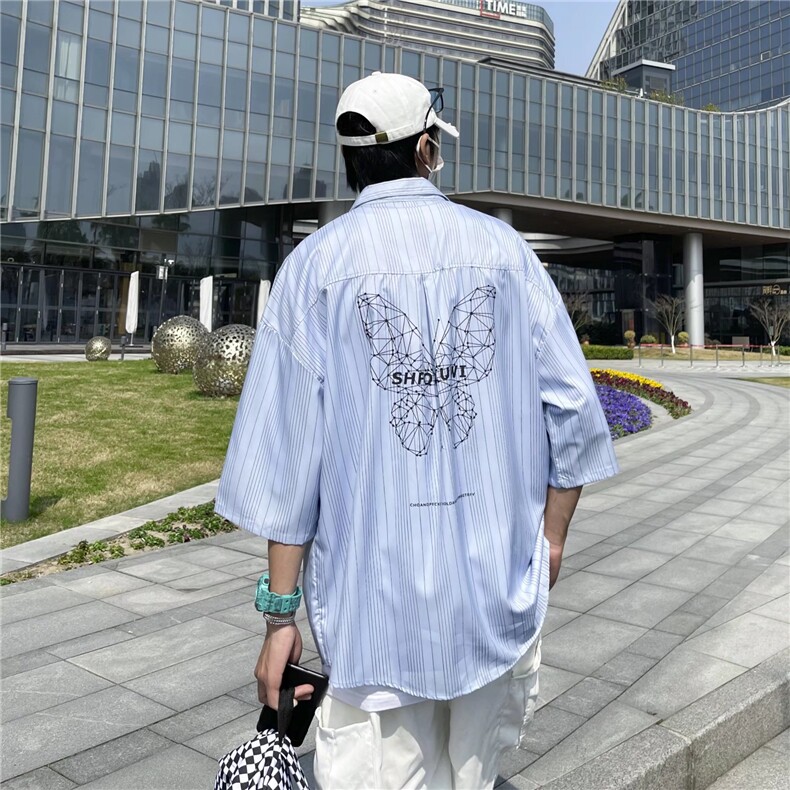短袖衬衫春款男港风潮流C27P33,男装衬衫,星座1116-2