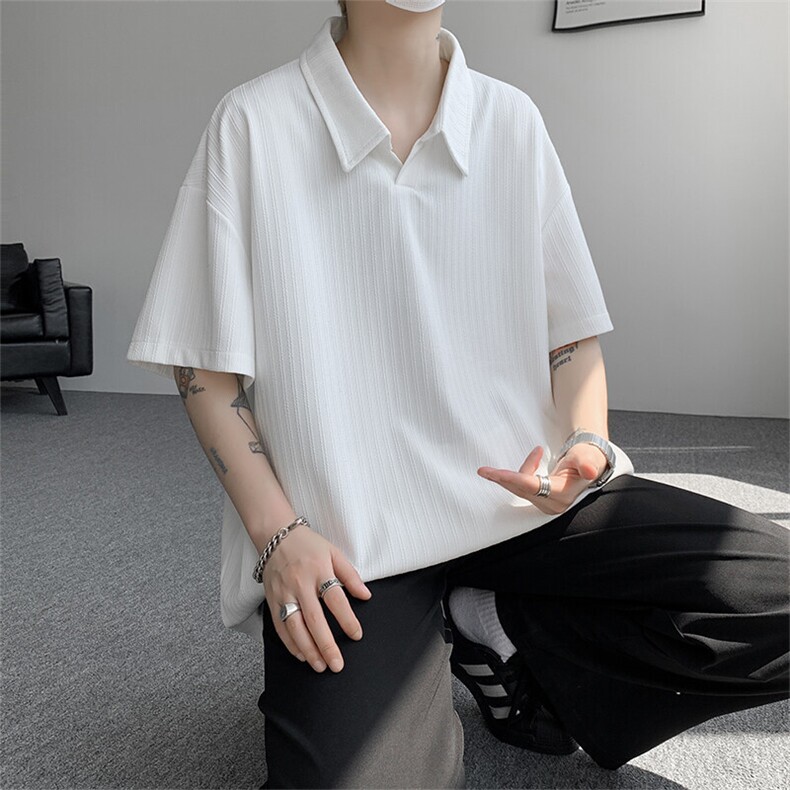 短袖夏季新款男士肌理感冰丝短袖T恤翻领半袖T8110-P32,男装T恤,星座214-3