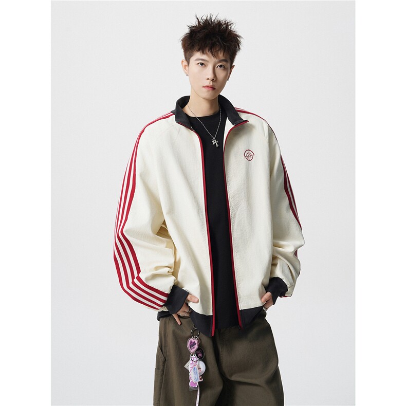 jk2559-特P60控108100聚酯纤维拼接特色夹克条纹外套男,男装夹克,电商B370