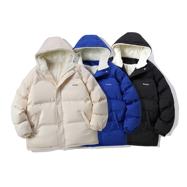 MY6139/P110冬季连帽宽松刺绣羊羔毛棉衣男大码面包服棉袄外套男,男装棉衣,电商A141
