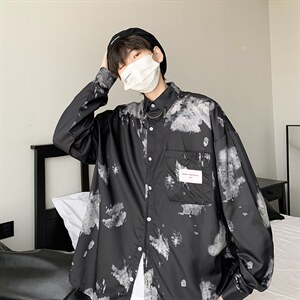 长袖衬衫男港风日系迷彩衬衫C079P34，男装衬衫，星座1116-2