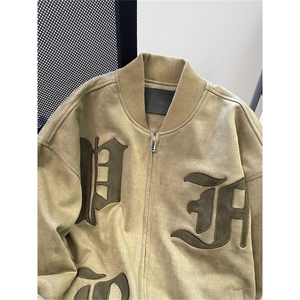 麂皮夹克外套刺绣字母棒球服 JK8027 特P62图片