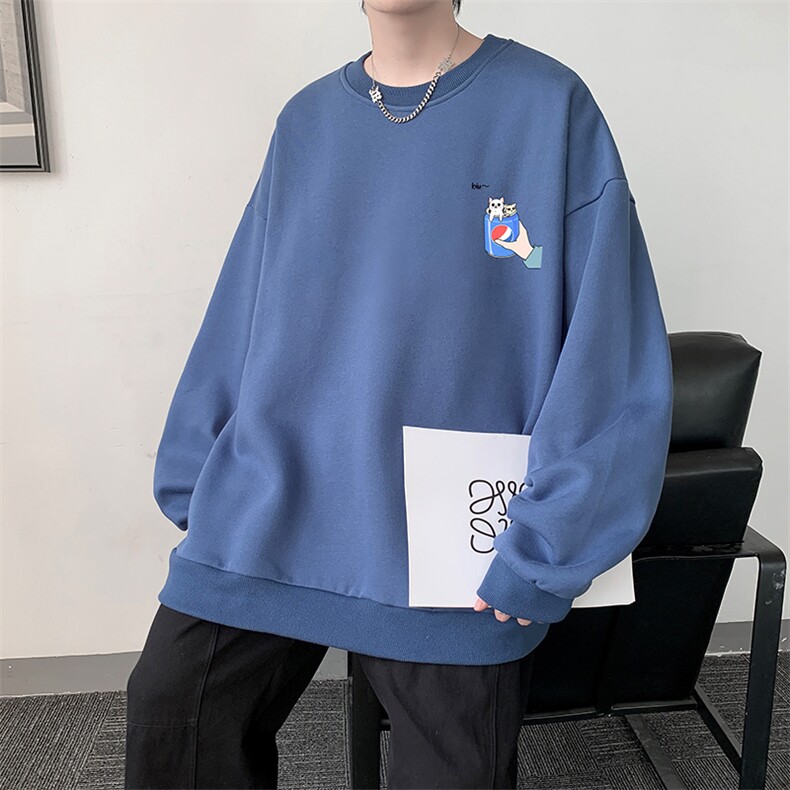 圆领卫衣男大码加厚加绒长袖t恤男S6262-P28加绒款-P33,男装卫衣,电商A040