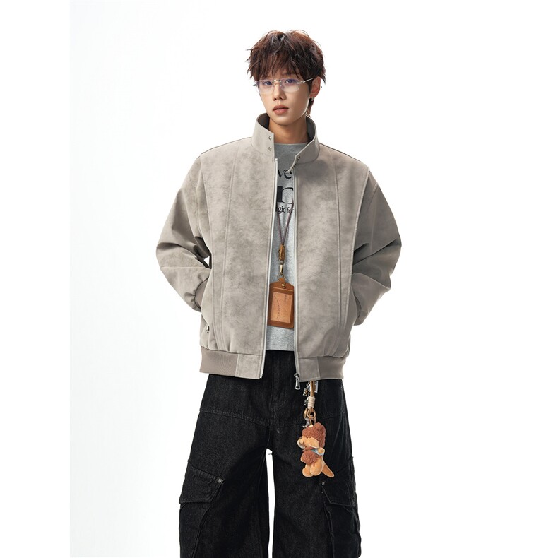 1506/Q3700/P65外套男款春装古着飞行夹克痞帅解构机车棒球服图片