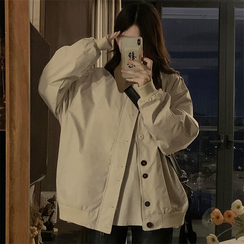 日系复古设计感拼色翻领工装夹克女春季灯芯绒百搭纽扣C838-P100,男装夹克,星座911-2(原星座613-2）