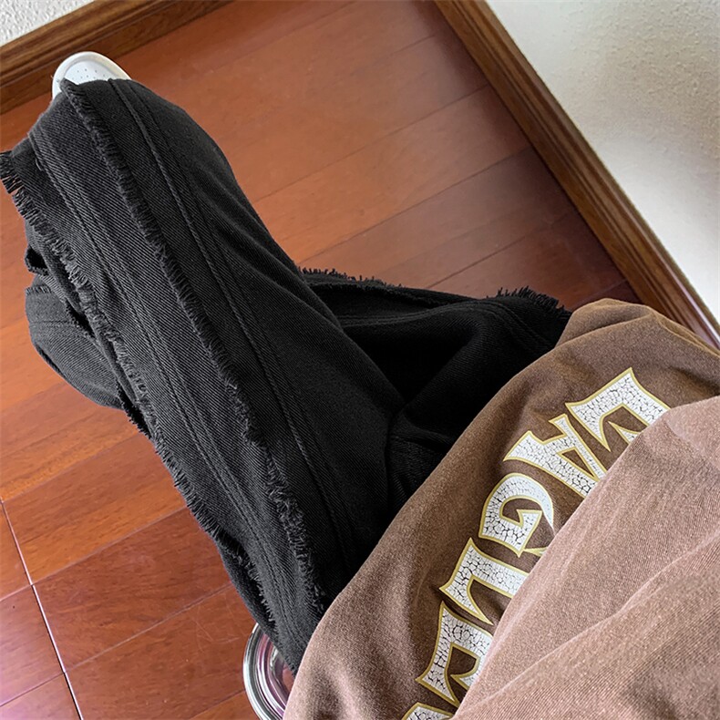 B221美式ins高街小众个性毛边休闲直筒牛仔裤LK23022-P60控78,男装牛仔裤,电商B221