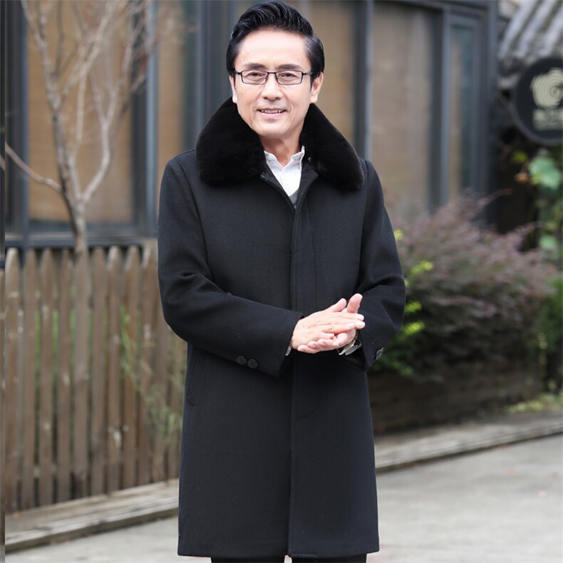 8016/P170主推爆款！老人长款羊毛大衣中老年加绒加厚大码父亲,男装毛呢大衣,星座1216（原钱塘722）