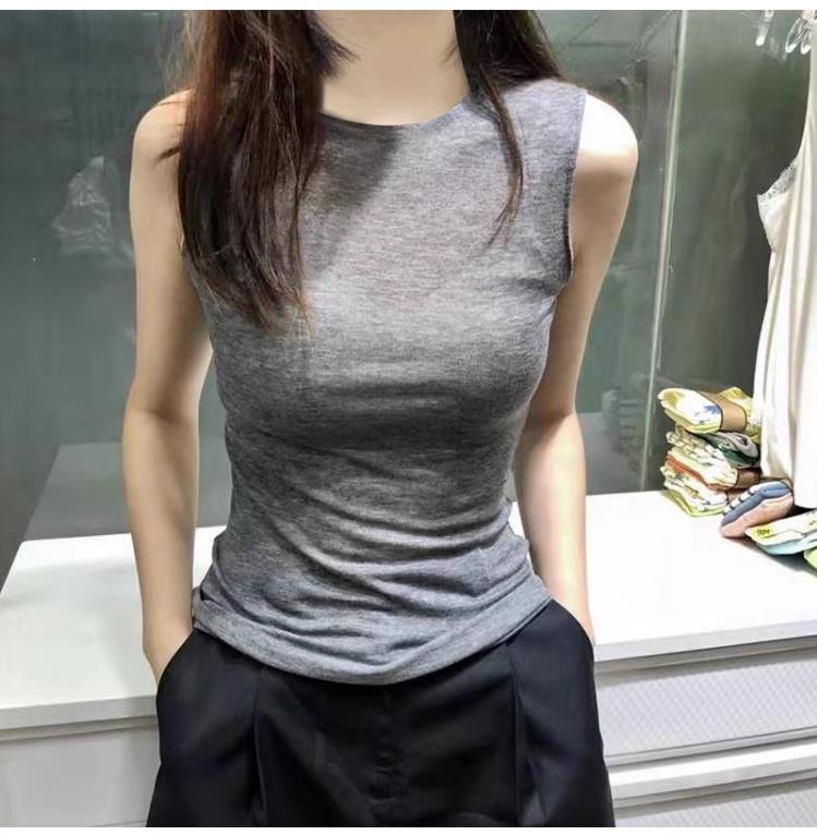 针织背心女早秋洋气减龄外搭叠穿无袖坎肩小上衣,女装背心吊带,恩泰羊绒