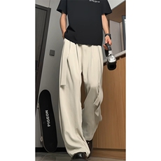 垂感阔腿弯刀西裤男夏季美式复古飘带冰丝裤子-A2065TP45控68，男装西裤，电商B241