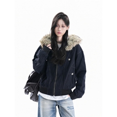 座山雕毛领保暖连帽棉服外套女cleanfit加厚加绒夹克MF368-P90，男装夹克，星座412-3
