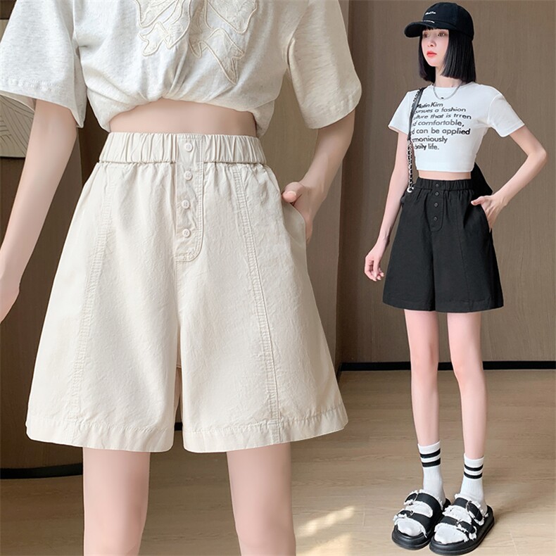 短裤女夏季薄款松紧腰宽松冰丝棉a字裤显瘦休闲阔腿裤子ins潮，女装短裤/热裤，梦白服饰厂