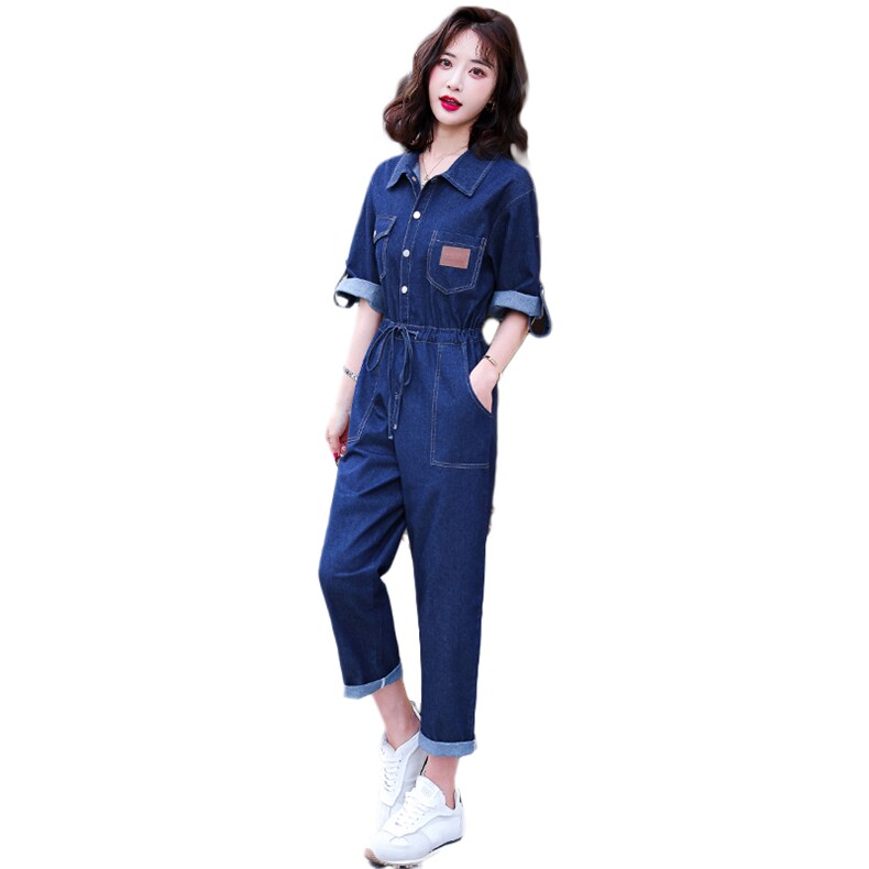工装牛仔连体裤女2024年夏季新款减龄洋气收腰修身显瘦气质连衣裤,女装连体裤,E百度