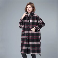 2020冬季新款休闲宽松格子呢大衣优雅保暖舒适毛呢外套，女装毛呢外套，叶笙衣