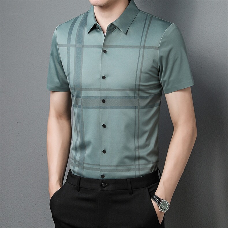 AD5823钱塘2020-3夏季男士精品商务休闲短袖衬衫P75,男装T恤,钱塘207-3