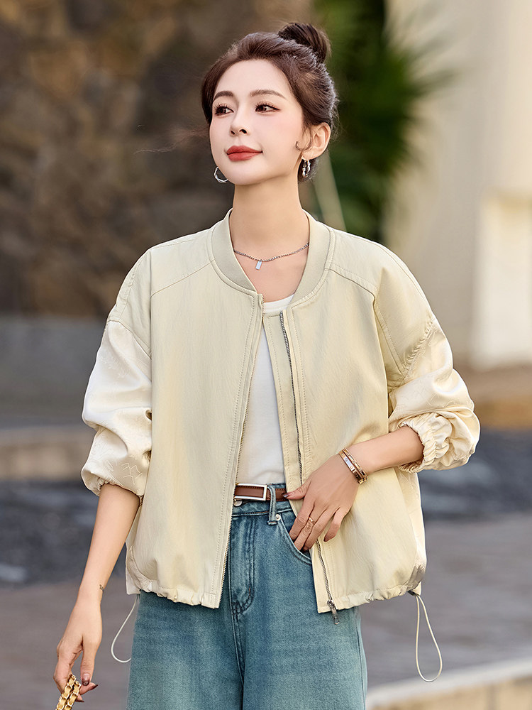 新中式超火皮衣外套女2025春季新款宽松大码机车服夹克现货！现货,女装皮衣,一安秀