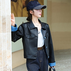 黑色短款皮衣外套2024年春秋新款早秋高级感小个子皮夹克上衣女装，女装皮衣，美拉德工厂直营店