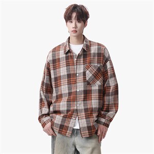 衬衫男秋季新款港风宽松大码磨毛长袖衬衣CS37-P38，男装衬衫，星座214-3