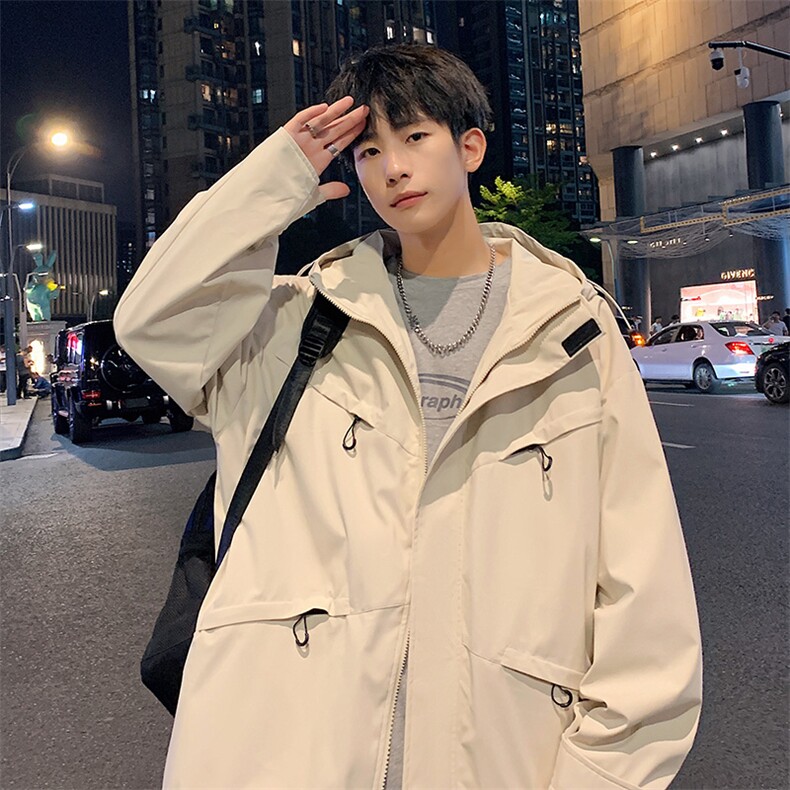 港风二开宽松冲锋衣工装夹克百搭落肩简约上衣外套JK742 P75图片
