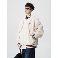 美式旗帜字母刺绣大码S-2XL夹棉聚酯纤维棒球棉衣男78156P148，男装棉衣，星座227-7