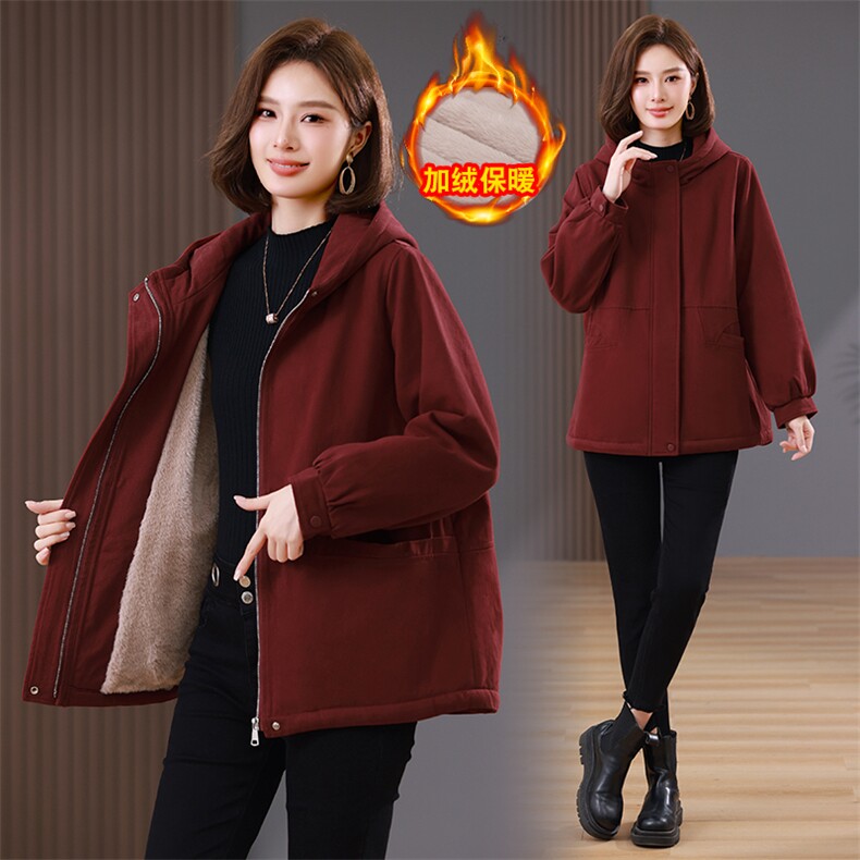 时尚加绒保暖女装派克服外套显瘦百搭冬季必备单品，女装派克服，韩派