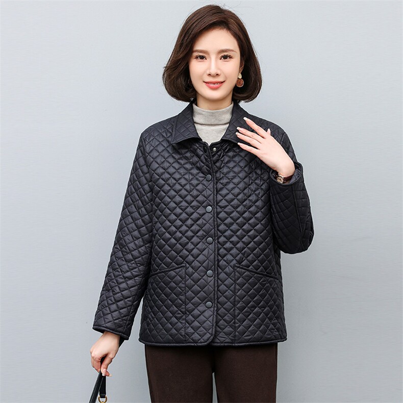 时尚菱形格轻薄棉衣女款显瘦保暖外套,女装棉衣/棉服,鑫鑫格