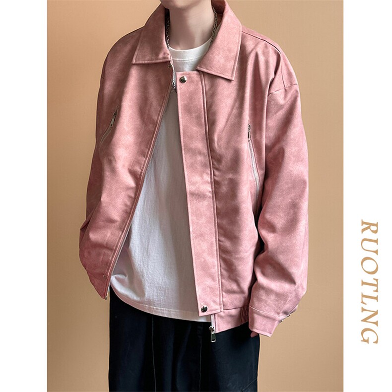 现货-春秋美式复古皮衣男潮牌街头时尚外套皮夹克-AP23064 -P115图片