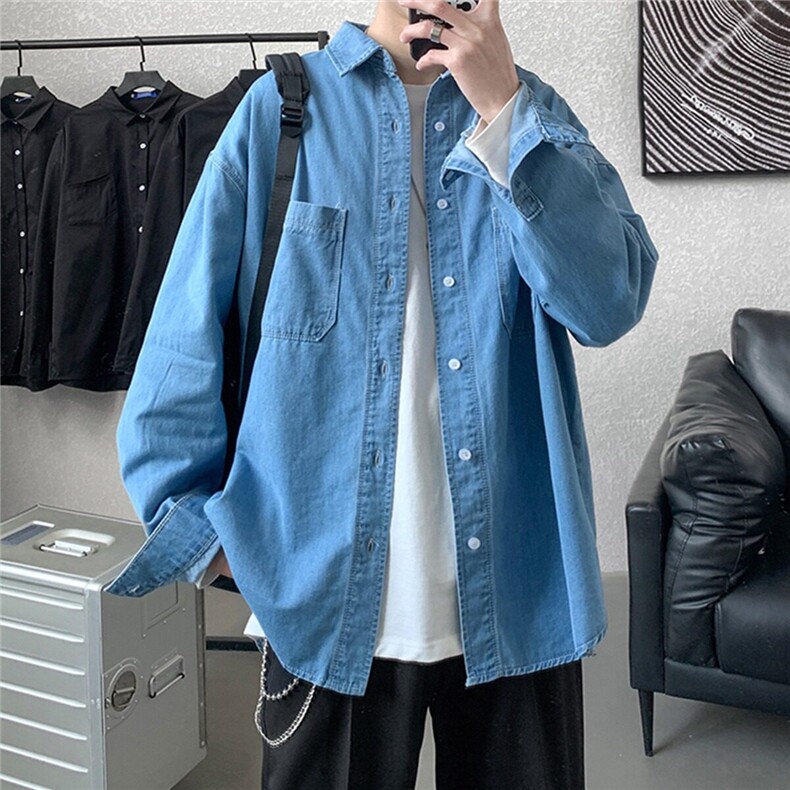 牛仔衬衫男生外套春季美式C926P42,男装衬衫,星座1116-2