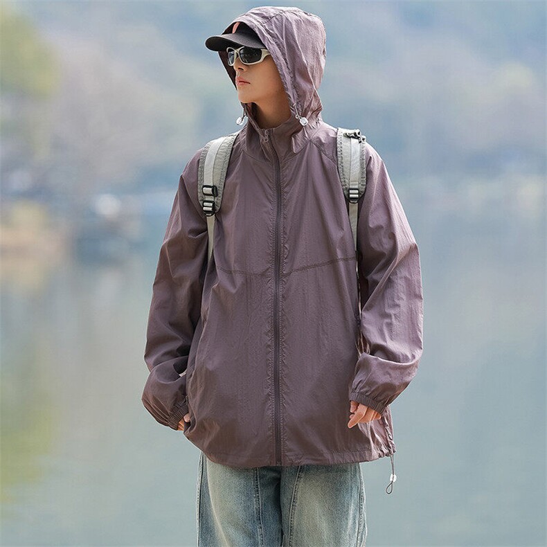 夏季中性风高品质50D尼龙皱时尚纯色防晒衣DSA157B-F7736-P50,男装防晒衣,电商A157B