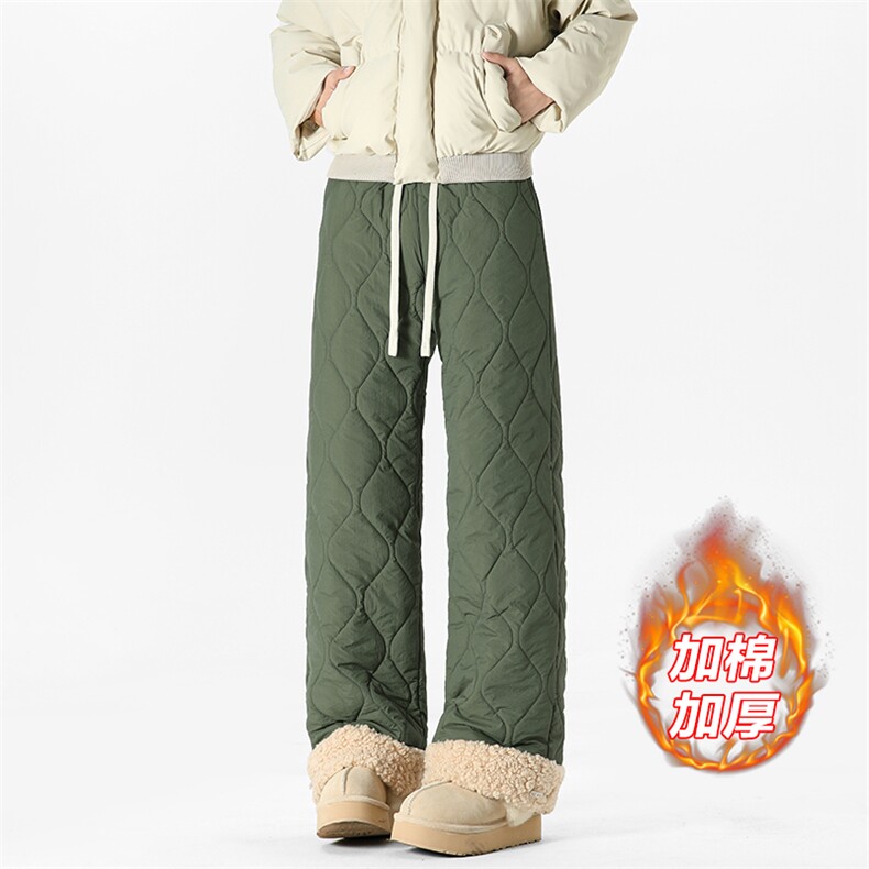 抖音羊羔毛菱格港风夹棉大码阔腿棉裤男K5613J加棉-特P45控78，男装棉裤，电商A001