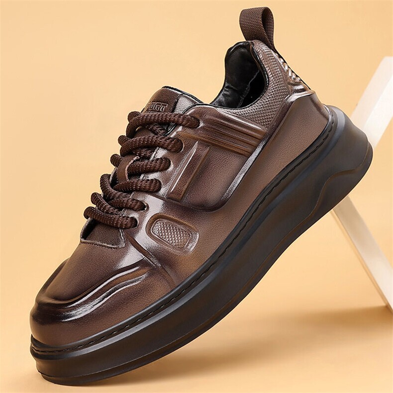 X4690-275头层牛皮板鞋男面包鞋百搭休闲鞋男潮休闲皮鞋，男鞋皮鞋，星座1407-3