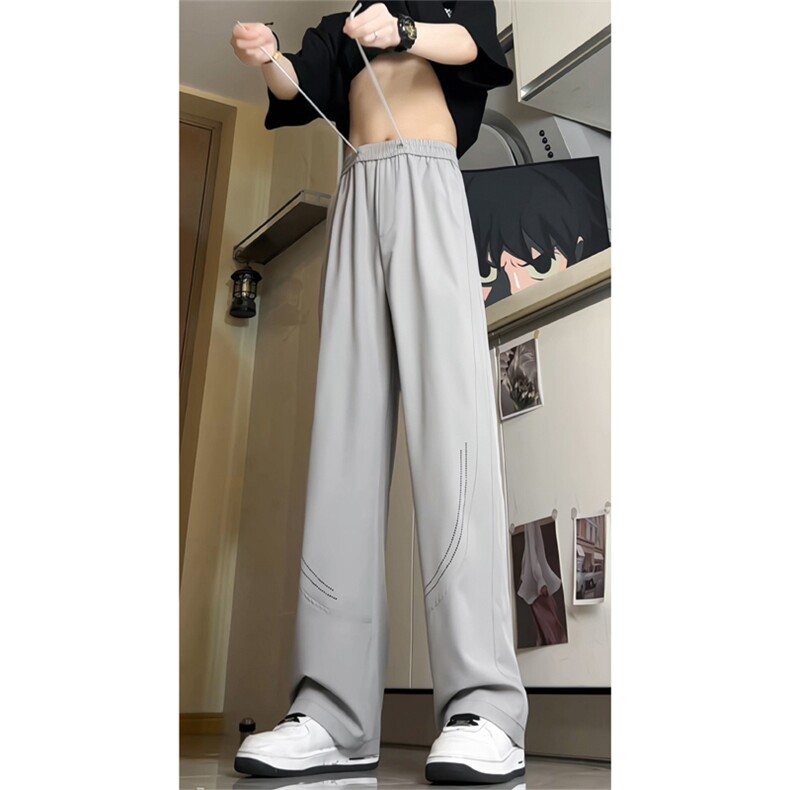 夏季新款激光打孔透气休闲裤男女简约直筒垂感阔腿裤501-P38控59,男装休闲裤,电商C305A