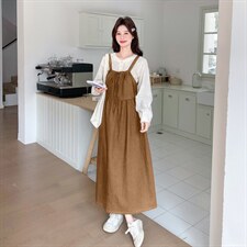 春装新款韩版盐系衬衫+背带裙两件套2C153-8956-P175K288，女装套装/套裙，2C153