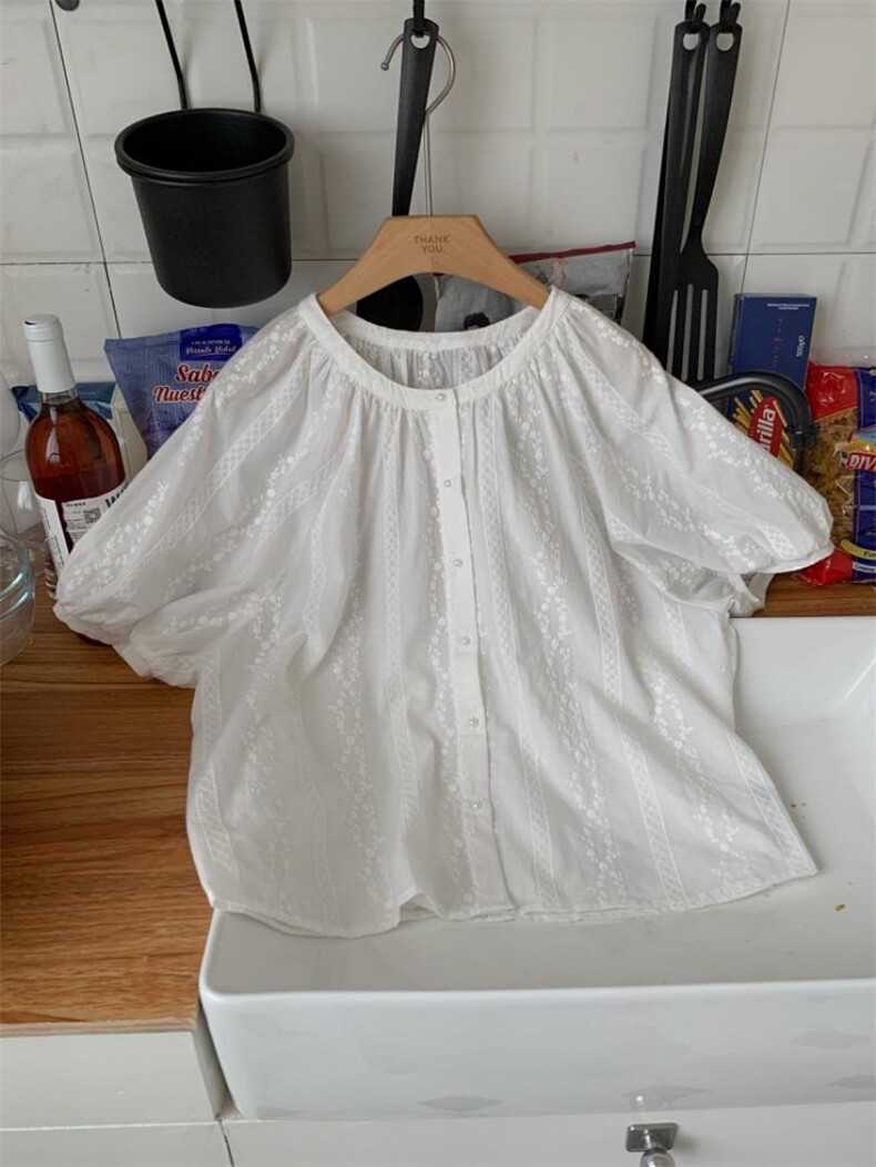 上新推荐泡泡袖刺绣小衫，其它，DAP