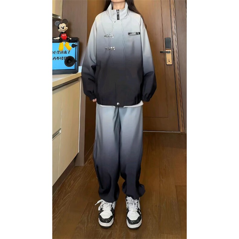 休闲渐变冲锋裤拉链潮流百搭休闲裤束脚直筒宽松炸街PLZFS5858,男装休闲裤,电商A028