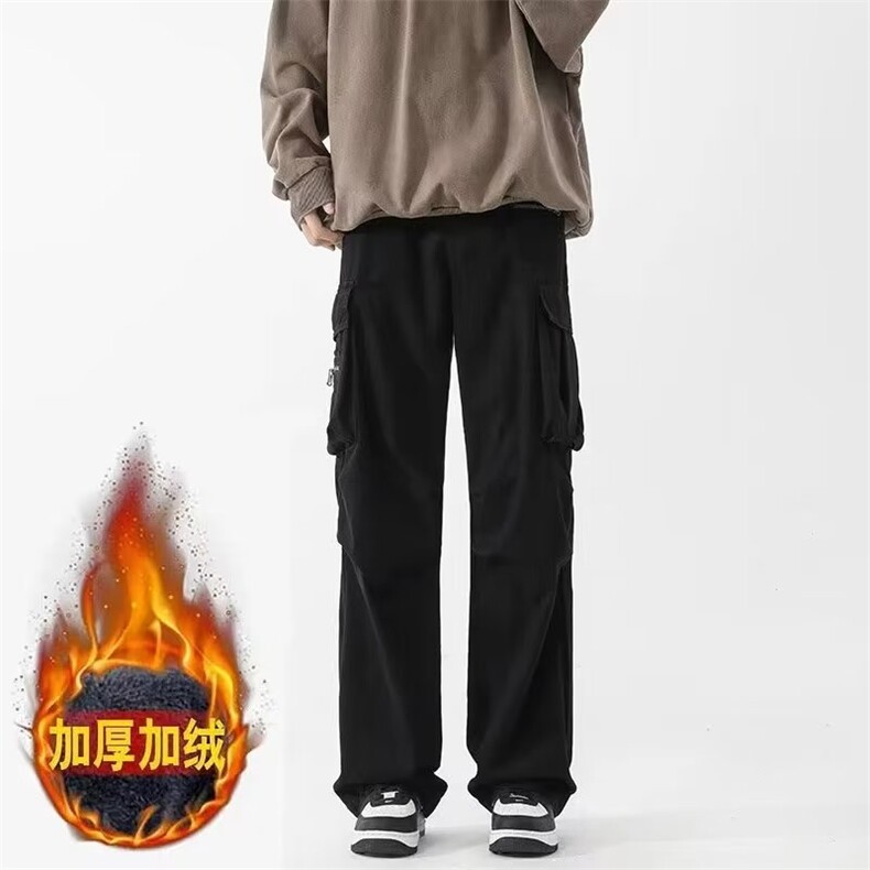 美式高街工装裤男款秋冬机能冲锋裤阔腿宽松加绒休闲长裤DS19/P54图片