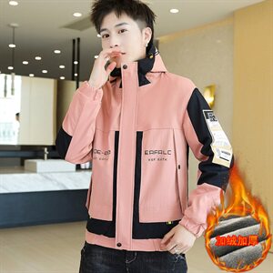冬季长口袋棉服男模特加厚夹克风衣保暖外套工装棉衣黑865加绒图片