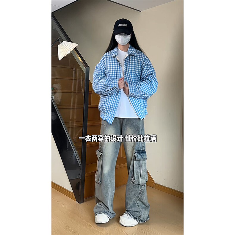 YK86049-P55聚酯纤维春秋新款美式复古设计感双面穿夹克,男装夹克,电商A086-1
