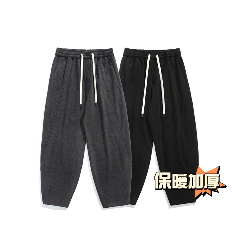 白底平铺冬季加厚抗起球呢料哈伦裤宽松大码萝卜裤小脚男872-P65,男装休闲裤,电商C305A