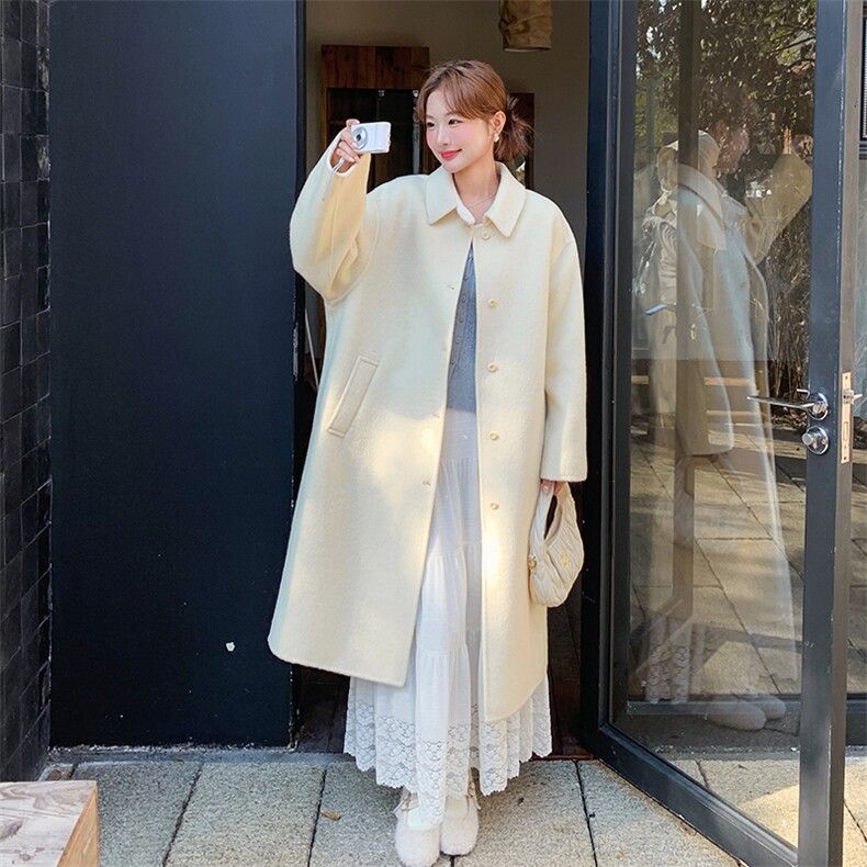 2025新款长款双面羊毛大衣,女装毛呢外套,1C150