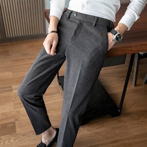 A106新款 男士休闲西裤长裤加厚秋冬 毛呢料-灰色-备货充足图片