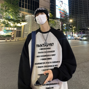 港风23新款秋季时尚百搭宽松字母印花潮流卫衣WY614P48控68图片