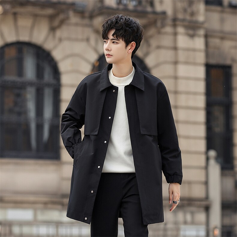 2025春款英伦风新款轻奢纯色简约宽松休闲风衣外套男FY333-P135，男装风衣，电商A413