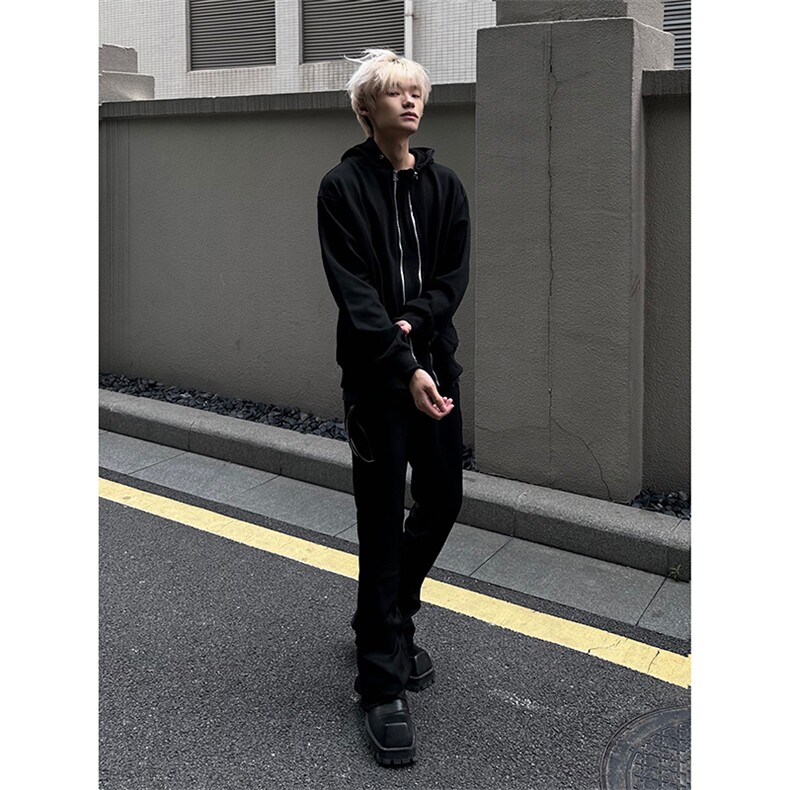 B221美式ins高街双拉链宽松开衫卫衣连帽外套SY2319-P95控128,男装卫衣,电商B221