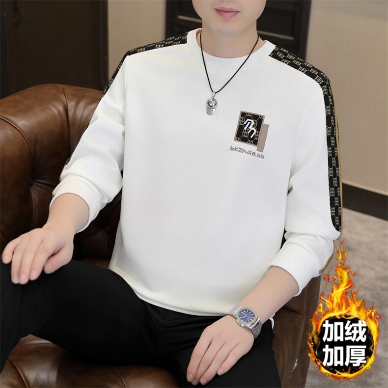 秋冬季男士休闲时尚圆领套头卫衣打底衫L6009-加绒P52常规P47,男装T恤,星座310B-3